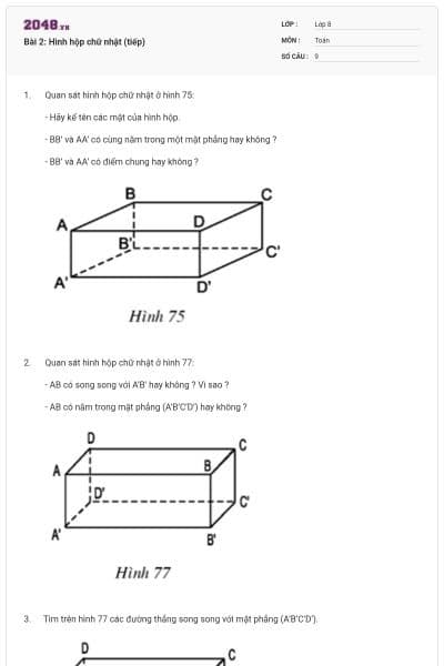 Bài 2: Hình hộp chữ nhật (tiếp)