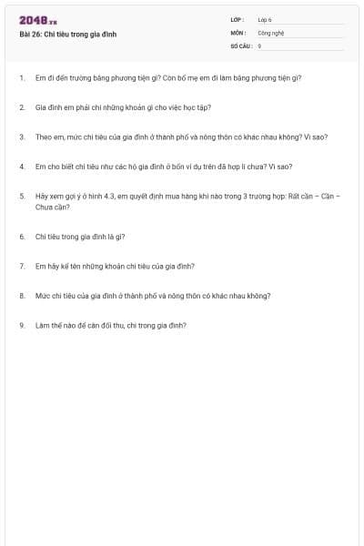 Bài 26: Chi tiêu trong gia đình