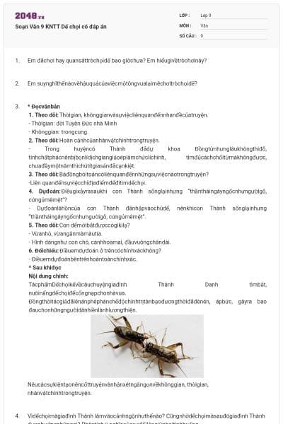 Soạn Văn 9 KNTT Dế chọi có đáp án