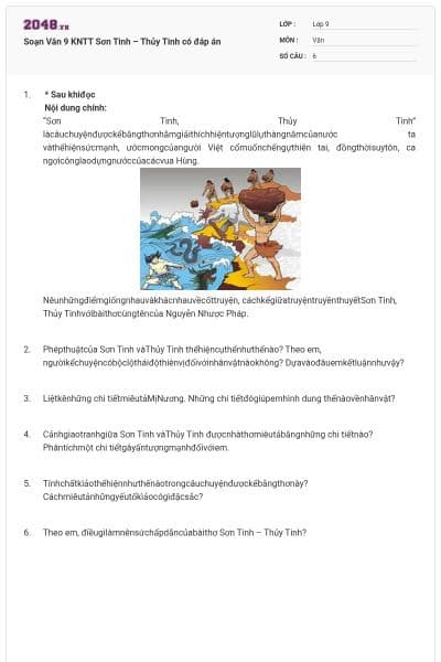 Soạn Văn 9 KNTT Sơn Tinh – Thủy Tinh  có đáp án