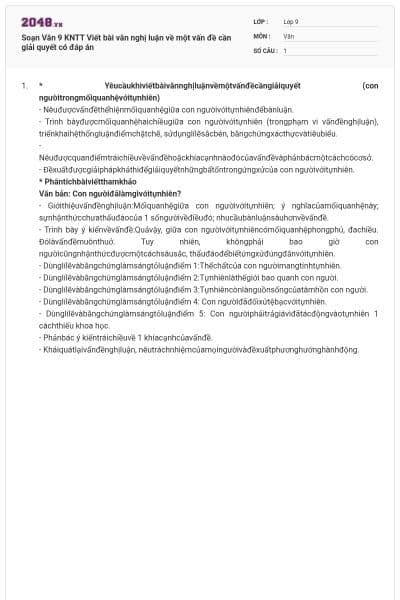 Soạn Văn 9 KNTT Viết bài văn nghị luận về một vấn đề cần giải quyết  có đáp án
