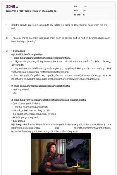 Soạn Văn 9 KNTT Nỗi niềm chinh phụ có đáp án