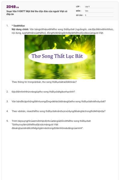 Soạn Văn 9 KNTT Một thể thơ độc đáo của người Việt  có đáp án