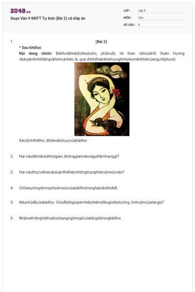 Soạn Văn 9 KNTT Tự tình (Bài 2) có đáp án