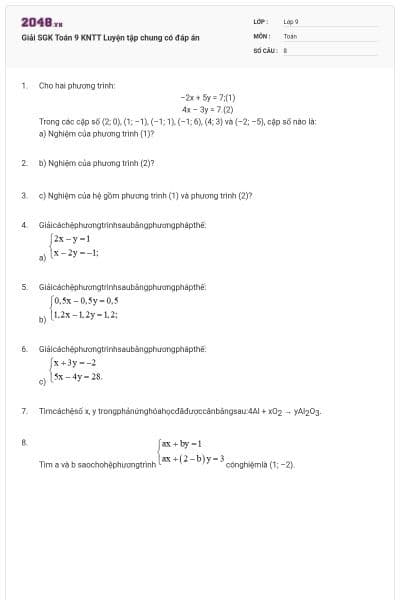 Giải SGK Toán 9 KNTT Luyện tập chung  có đáp án