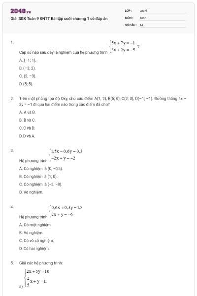 Giải SGK Toán 9 KNTT Bài tập cuối chương 1 có đáp án