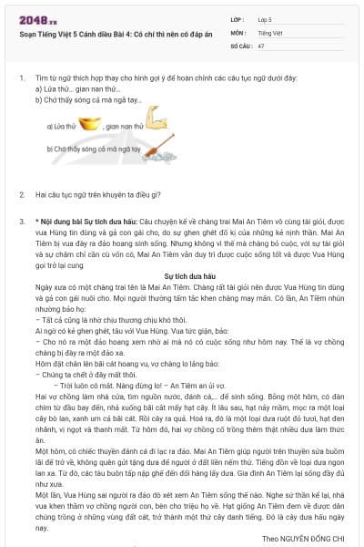 Soạn Tiếng Việt 5 Cánh diều Bài 4: Có chí thì nên có đáp án