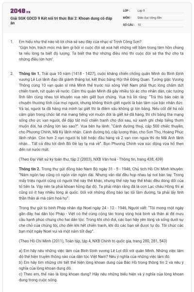 Giải SGK GDCD 9 Kết nối tri thức Bài 2: Khoan dung có đáp án