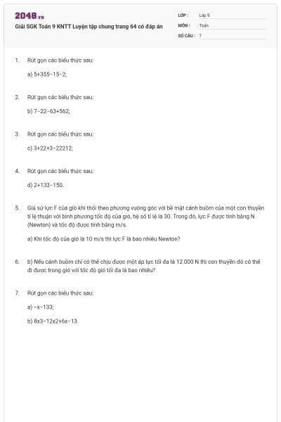 Giải SGK Toán 9 KNTT Luyện tập chung trang 64 có đáp án