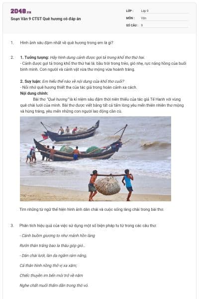 Soạn Văn 9 CTST Quê hương có đáp án