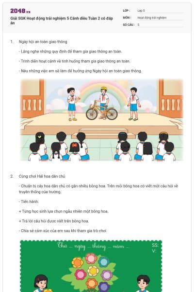 Giải SGK Hoạt động trải nghiệm 5 Cánh diều Tuần 2 có đáp án