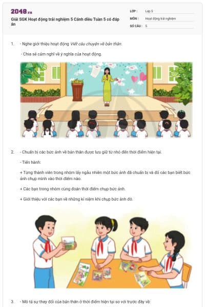 Giải SGK Hoạt động trải nghiệm 5 Cánh diều Tuần 5 có đáp án