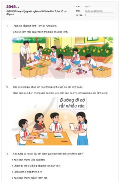 Giải SGK Hoạt động trải nghiệm 5 Cánh diều Tuần 15 có đáp án