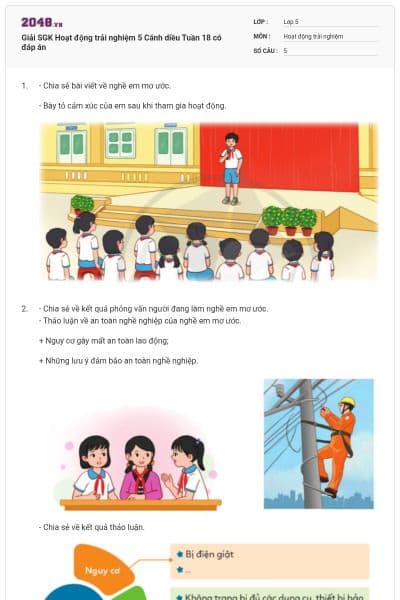 Giải SGK Hoạt động trải nghiệm 5 Cánh diều Tuần 18 có đáp án