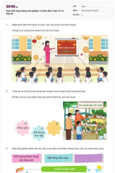 Giải SGK Hoạt động trải nghiệm 5 Cánh diều Tuần 19 có đáp án