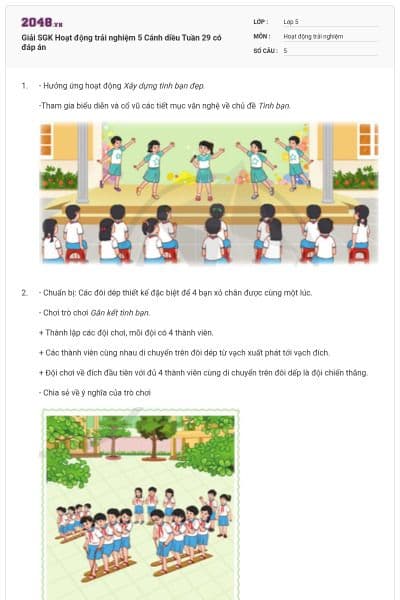 Giải SGK Hoạt động trải nghiệm 5 Cánh diều Tuần 29 có đáp án