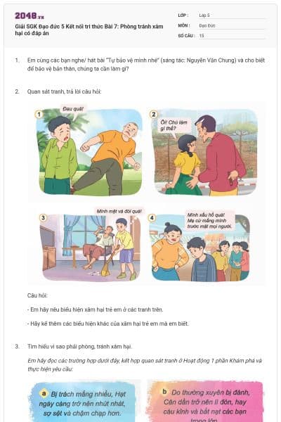 Giải SGK Đạo đức 5 Kết nối tri thức Bài 7: Phòng tránh xâm hại có đáp án
