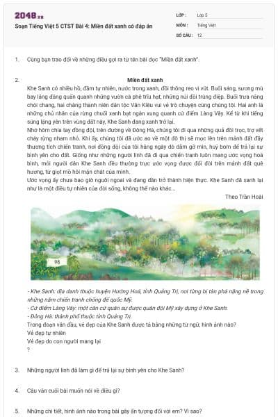 Soạn Tiếng Việt 5 CTST Bài 4: Miền đất xanh có đáp án