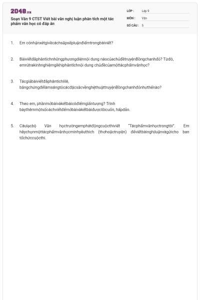 Soạn Văn 9 CTST Viết bài văn nghị luận phân tích một tác phẩm văn học có đáp án