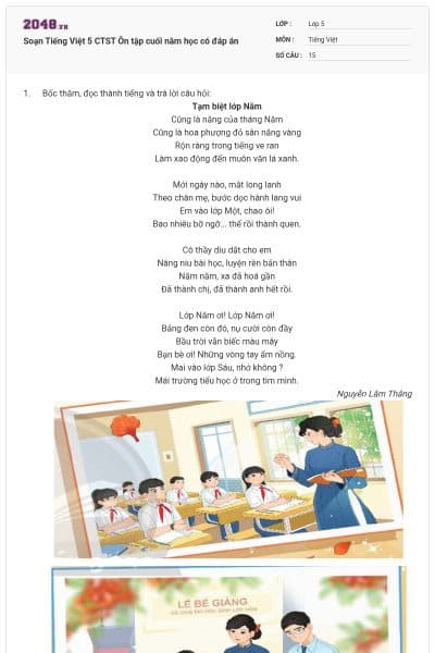 Soạn Tiếng Việt 5 CTST Ôn tập cuối năm học có đáp án