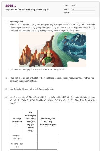 Soạn Văn 9 CTST Sơn Tinh, Thủy Tinh có đáp án