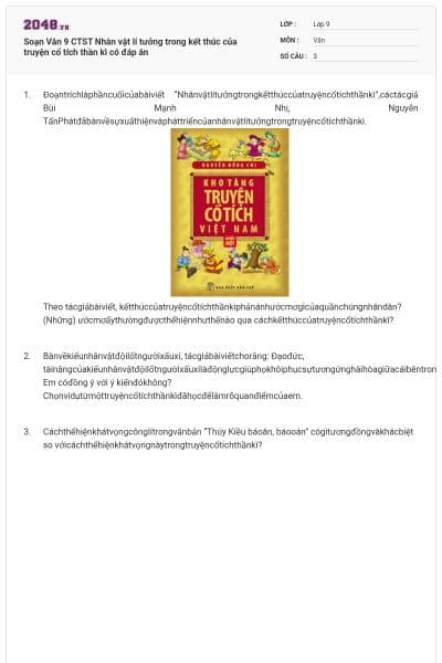 Soạn Văn 9 CTST Nhân vật lí tưởng trong kết thúc của truyện cổ tích thần kì  có đáp án