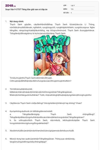 Soạn Văn 9 CTST Tiếng đàn giải oan có đáp án