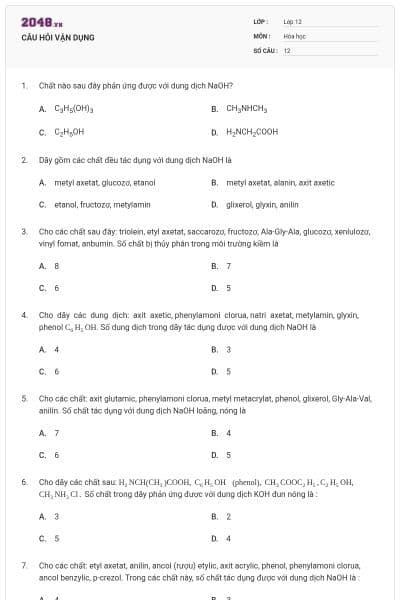 CÂU HỎI VẬN DỤNG