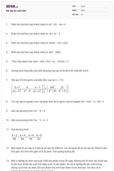 Bài tập ôn cuối năm
