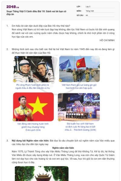 Soạn Tiếng Việt 5 Cánh diều Bài 18: Sánh vai bè bạn có đáp án