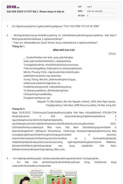 Giải SGK GDCD 9 CTST Bài 2. Khoan dung có đáp án