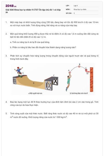 Giải SGK Khoa học tự nhiên 9 CTST Ôn tập chủ đề 1 có đáp án