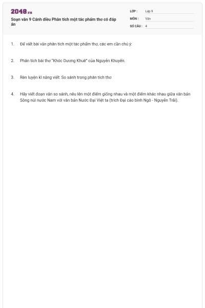 Soạn văn 9 Cánh diều Phân tích một tác phẩm thơ có đáp án