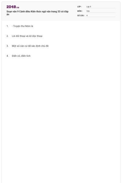 Soạn văn 9 Cánh diều Kiến thức ngữ văn trang 33 có đáp án