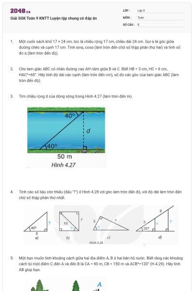 Giải SGK Toán 9 KNTT Luyện tập chung có đáp án