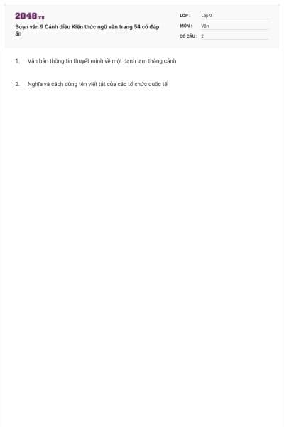 Soạn văn 9 Cánh diều Kiến thức ngữ văn trang 54 có đáp án