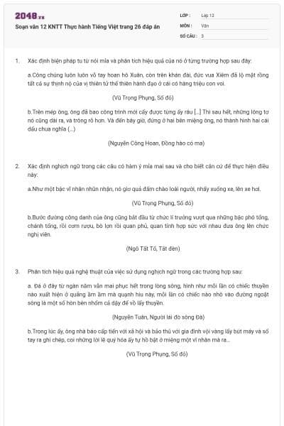 Soạn văn 12 KNTT Thực hành Tiếng Việt trang 26 đáp án