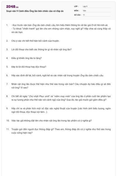 Soạn văn 9 Cánh diều Ông lão bên chiếc cầu có đáp án