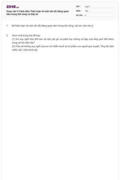 Soạn văn 9 Cánh diều Thảo luận về một vấn đề đáng quan tâm trong đời sống có đáp án