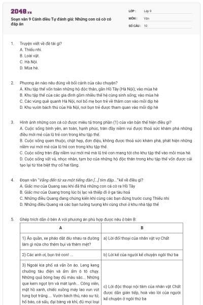 Soạn văn 9 Cánh diều Tự đánh giá: Những con cá cờ có đáp án