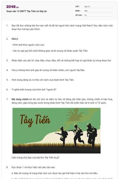 Soạn văn 12 KNTT Tây Tiến có đáp án