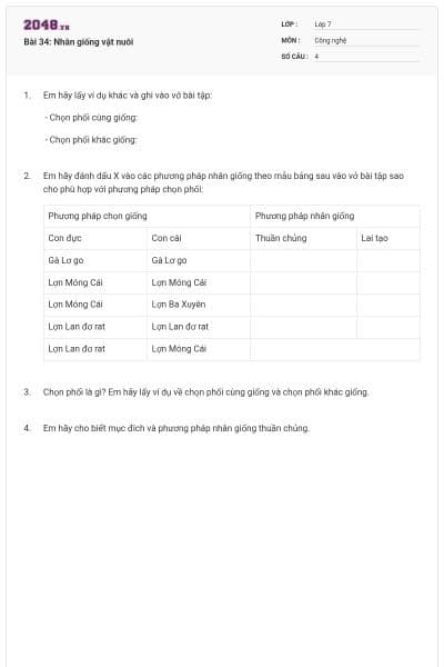 Bài 34: Nhân giống vật nuôi
