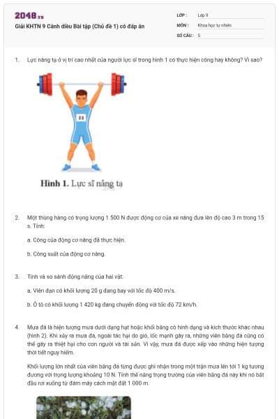 Giải KHTN 9 Cánh diều Bài tập (Chủ đề 1) có đáp án