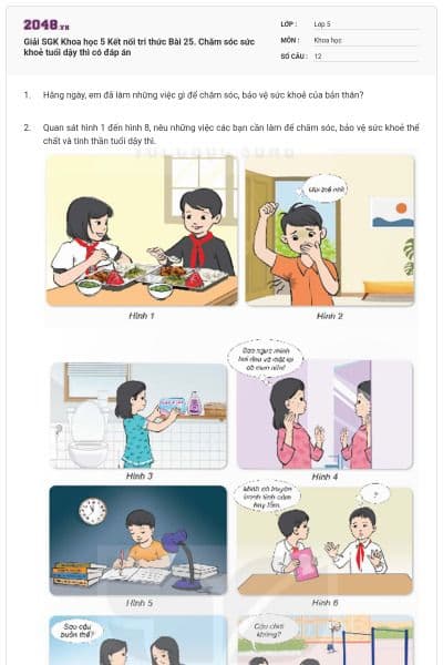 Giải SGK Khoa học 5 Kết nối tri thức Bài 25. Chăm sóc sức khoẻ tuổi dậy thì có đáp án