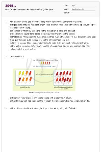 Giải KHTN 9 Cánh diều Bài tập (Chủ đề 12) có đáp án