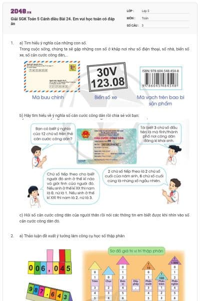 Giải SGK Toán 5 Cánh diều Bài 24. Em vui học toán có đáp án