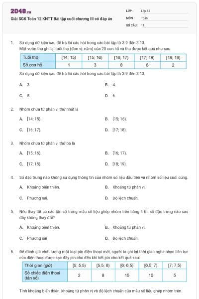 Giải SGK Toán 12 KNTT Bài tập cuối chương III có đáp án