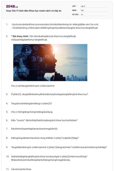 Soạn Văn 9 Cánh diều Khoa học muôn năm! có đáp án