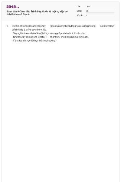 Soạn Văn 9 Cánh diều Trình bày ý kiến về một sự việc có tính thời sự có đáp án