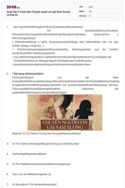 Soạn Văn 9 Cánh diều Chuyện người con gái Nam Xương có đáp án